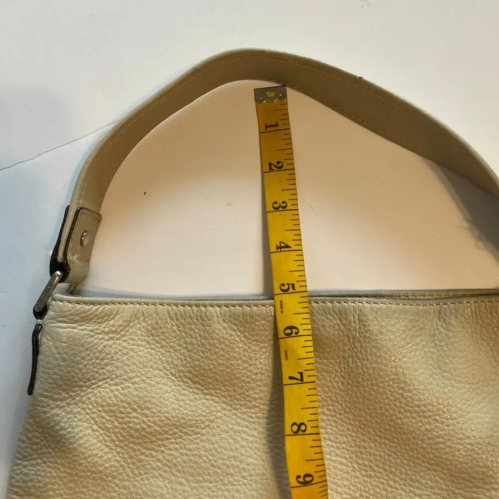 Michael Kors Cream Leather Ranger Hobo Bag Womens Pebbled Slouchy Handbag Purse